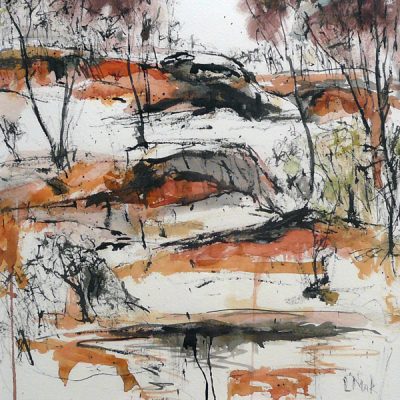 Lynne Mak – contemporary artist. Ink drawings - Australian outback landscape painting.