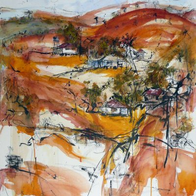 Lynne Mak – contemporary artist. Ink drawings - Australian outback landscape painting.