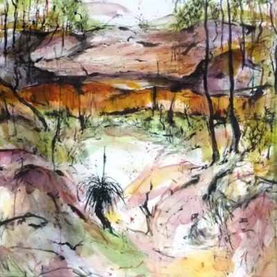 Lynne Mak – contemporary artist. Ink drawings - Australian outback landscape painting.