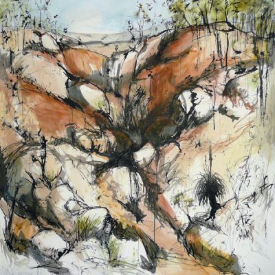 Lynne Mak – contemporary artist. Ink drawings - Australian outback landscape painting.
